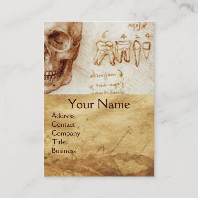 SKULL,TEETH,DENTAL CLINIC,DENTIST MONKEY AND CAT BUSINESS CARD (Front)