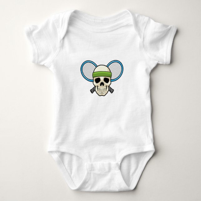 Skull Tennis Tennis racket Baby Bodysuit (Front)