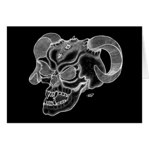 Skull Teufelschädel schwarz weiß Zeichnung