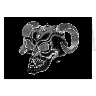 Skull Teufelschädel schwarz weiß Zeichnung