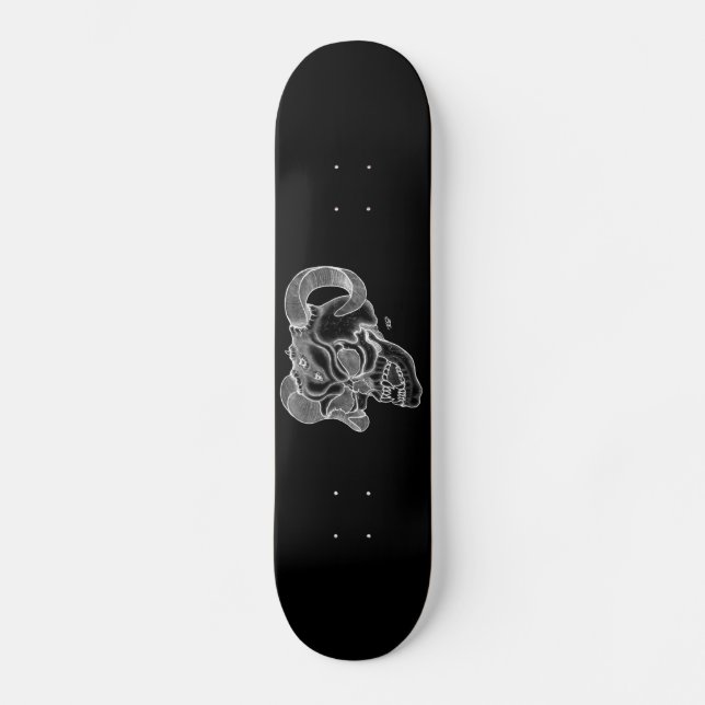 Skull - Teufelschädel schwarz weiß Zeichnung Skateboard (Front)