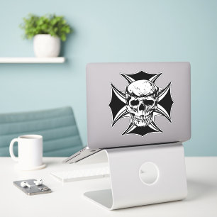 Skull thorn crown cross goth biker art