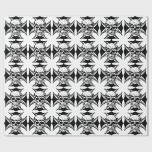  Skull thorn crown cross goth biker art Wrapping Paper