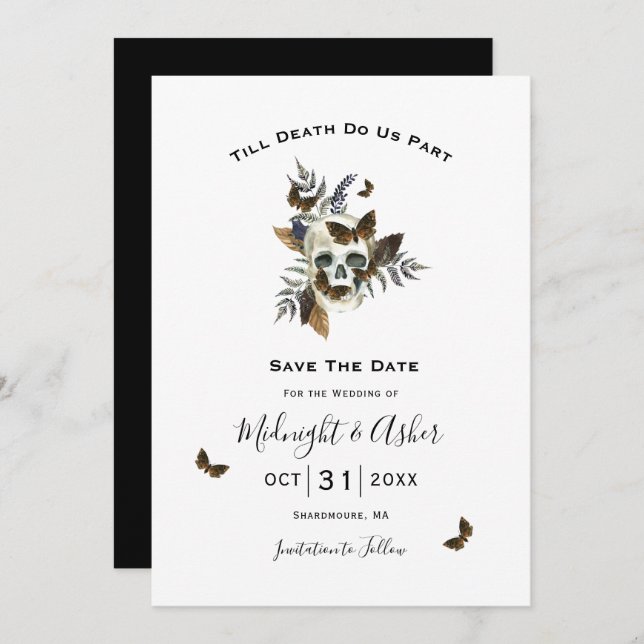 Skull Till Death Do Us Part Save the Date Invitation (Front/Back)