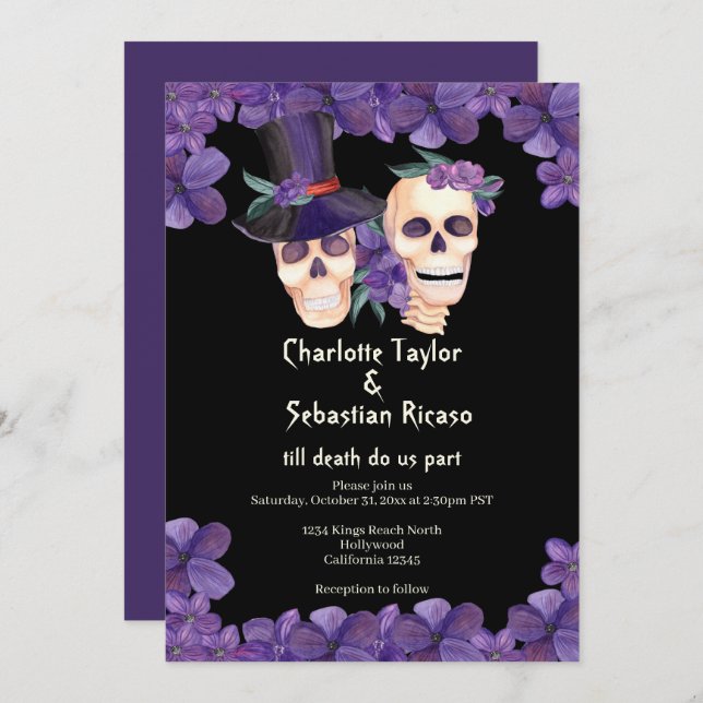 Skull Till Death Do Us Part Wedding Invitation (Front/Back)
