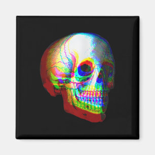 Skull Trippy Vaporwave Halloween Techno Rave Edm M Magnet