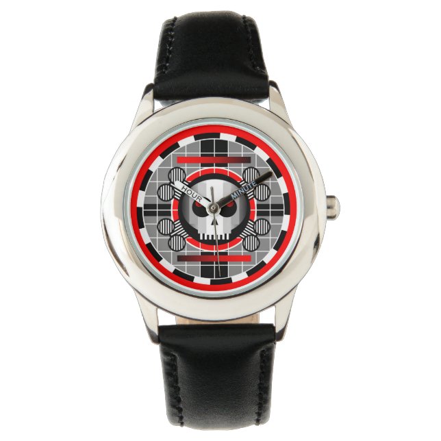 Skull TV Round kid's adjustable bezel watch (Front)