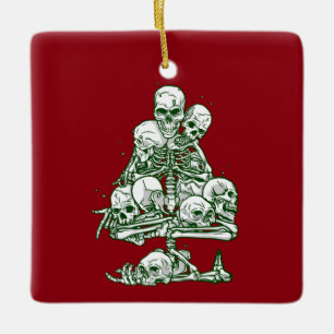 skull ugly christmas tree skeleton gothic ceramic ornament