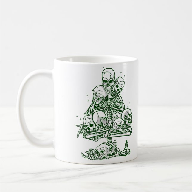 skull ugly christmas tree skeleton gothic coffee mug (Left)