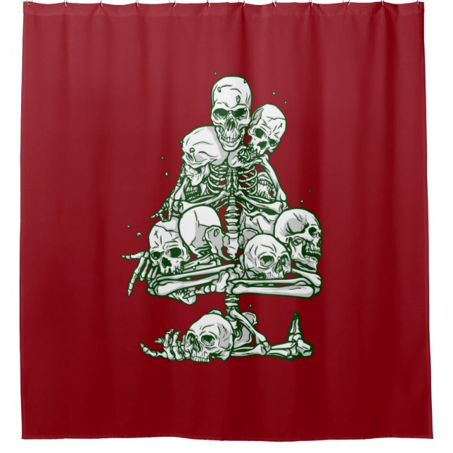 skull ugly christmas tree skeleton gothic shower curtain (Front)