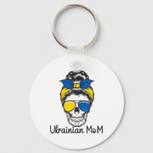 Skull Ukrainian Girl Ukraine Messy Bun Women Ukrai Key Ring