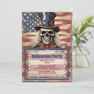 Skull Uncle Sam Halloween Invitation
