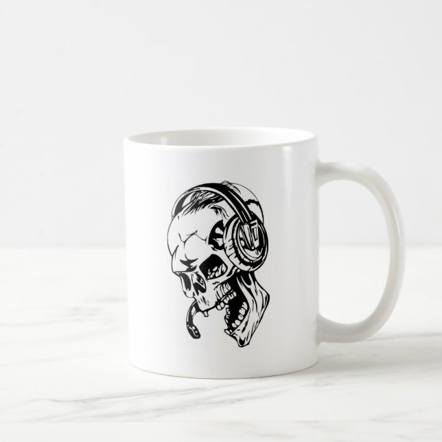 Skull using Headphone Coffee Mug (Right)