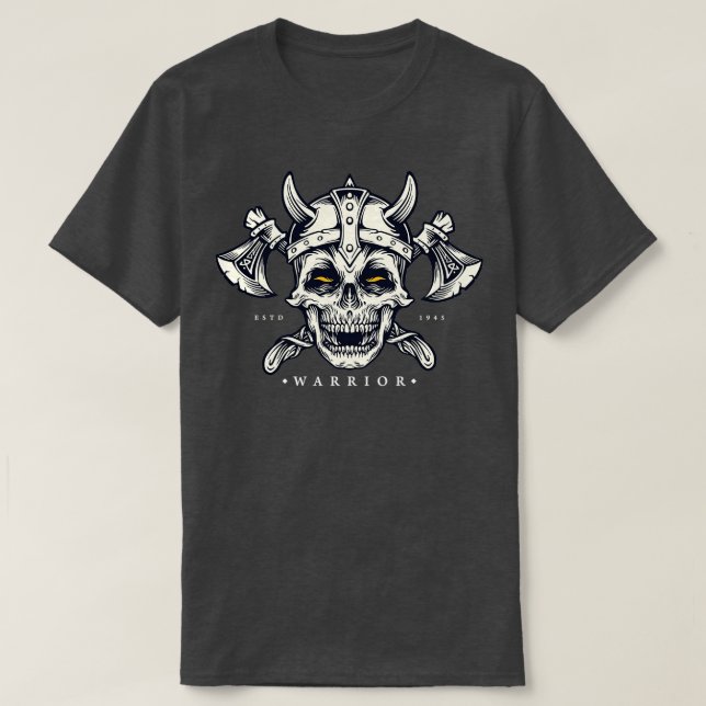 Skull Viking Warrior with Ax and Helmet Viking Sc T-Shirt (Design Front)