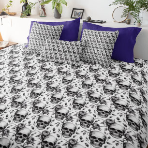 Skull Vintage Boho Lumbar Memento Mori Eclectic  Cushion