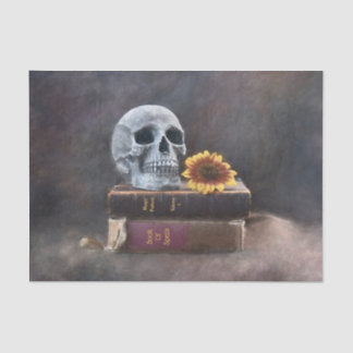 Skull Vintage Books Yellow Sunflower Gothic Tissue Paper