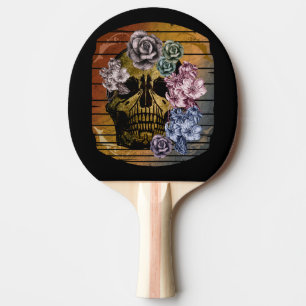 SKULL VINTAGE FLORAL PING PONG PADDLE