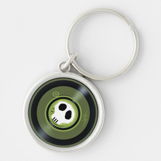Skull Vinyl Record Keychain (Front)