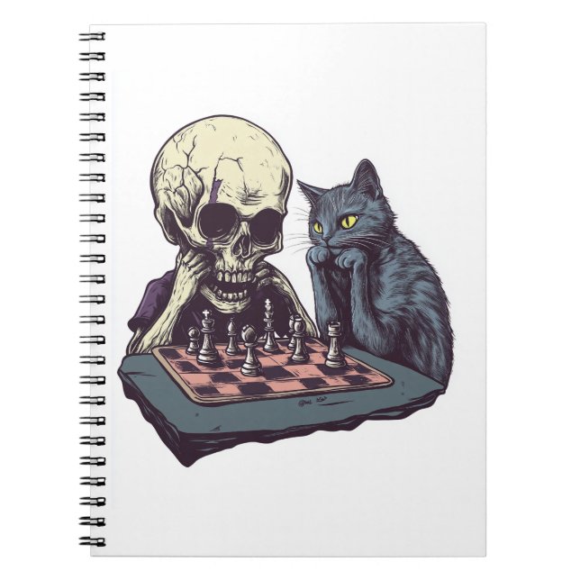 Skull vs Cat � Funny Chess Battle Notebook (Front)