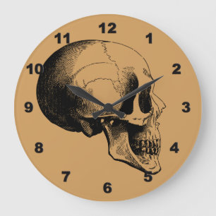 Skull Wall Clock,Tan Large Clock