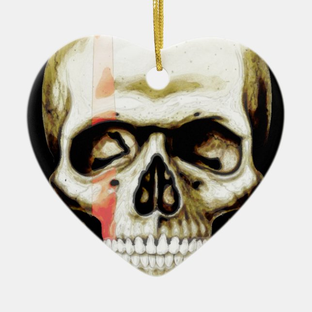 skull warpaint ceramic tree decoration (Front)