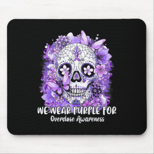 Skull We Wear Purple For Overdose Awareness Mouse Pad