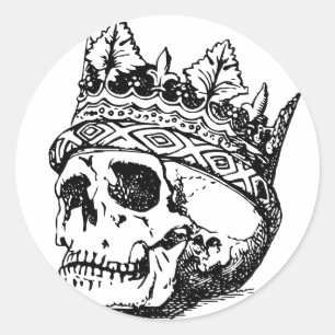 Skull Wearing Crown, King Classic Round Sticker