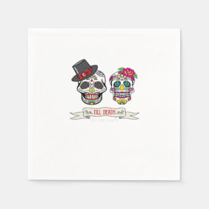 Skull Wedding Bride and Groom Till Death Print Napkin