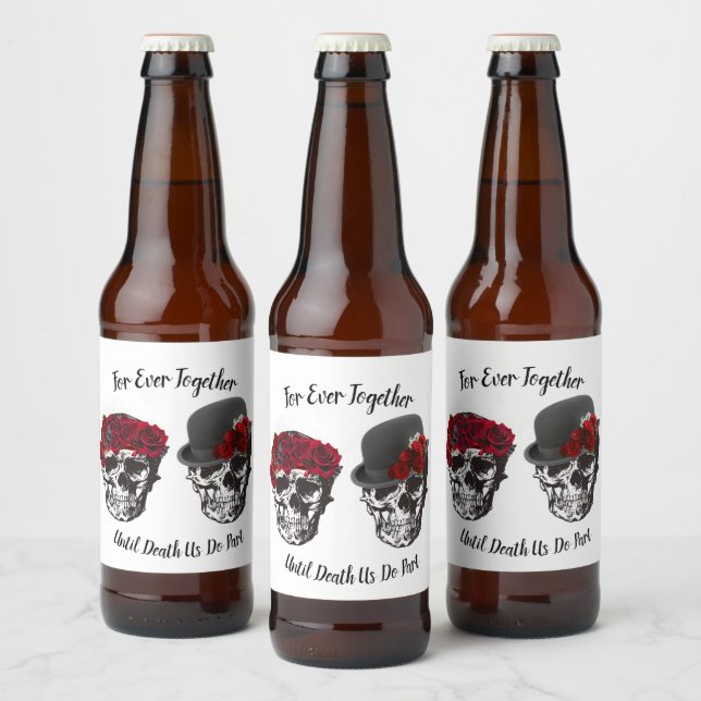 Skull Wedding - Until Death Us Do Part  Beer Bottle Label (Bottles)