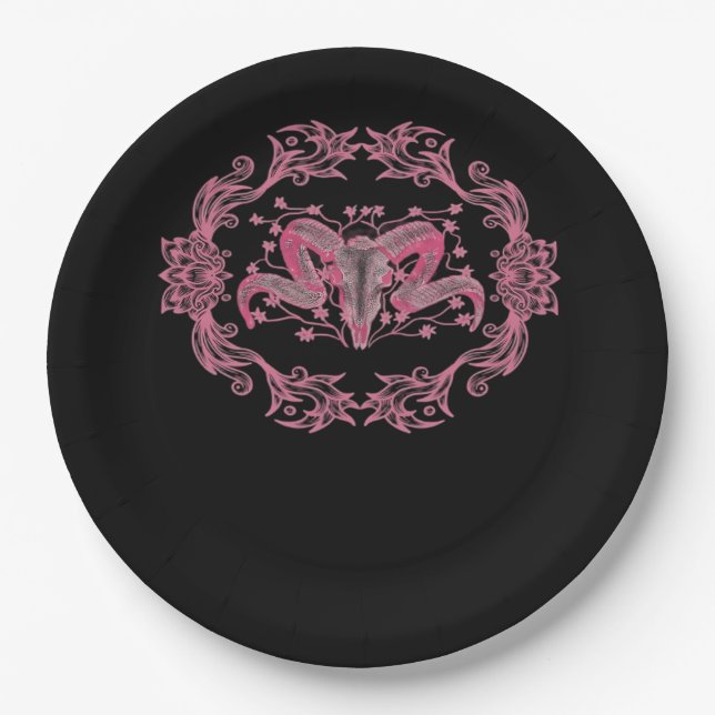 Skull Whimsigoth Aesthetic Paper Plate (Front)