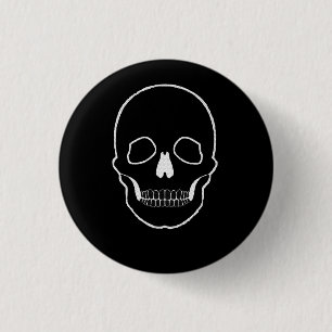 Skull white 3 cm round badge