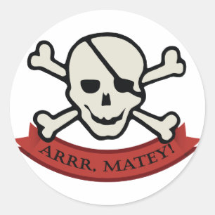 Skull - White Classic Round Sticker, Glossy Sticker