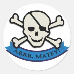Skull - White Classic Round Sticker, Glossy Sticker