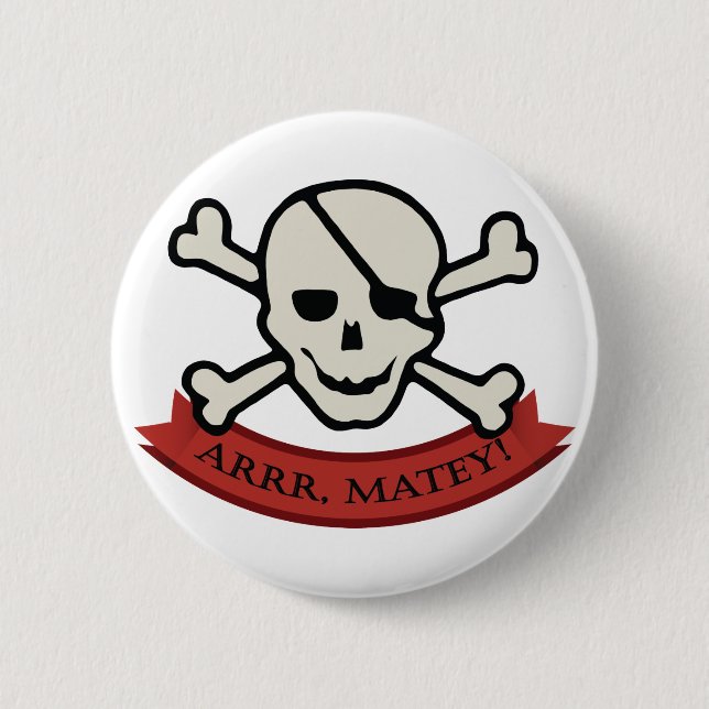 Skull - White Standard, 2¼ Inch Round Button (Front)
