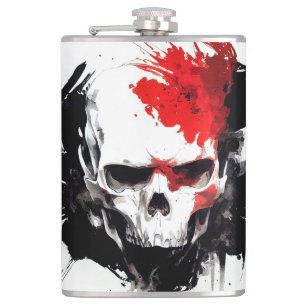 Skull Wild Nature Free Spirit Art Brush Painting Hip Flask