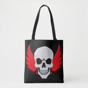 skull wing wings tote bag