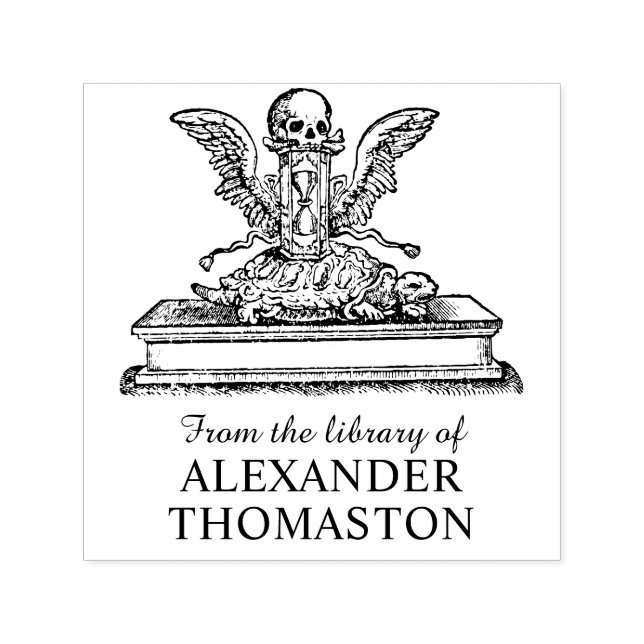 Skull Winged Hourglass Turtle Library Book Name Self-inking Stamp (Design)