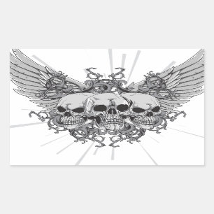 Skull Wings Rectangular Sticker