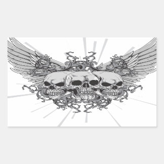Skull Wings Rectangular Sticker