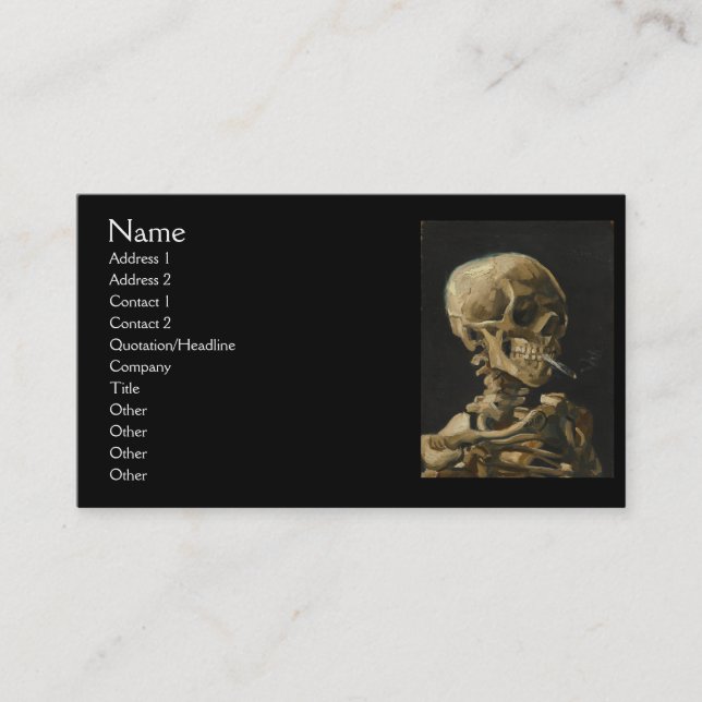 Skull with a Burning Cigarette by Van Gogh Business Card (Front)