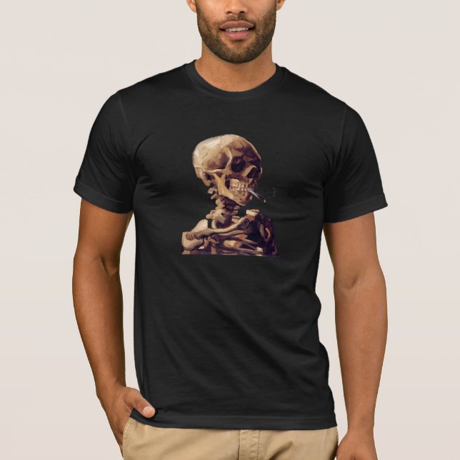 Skull with a burning cigarette by Van Gogh T-Shirt (Front)