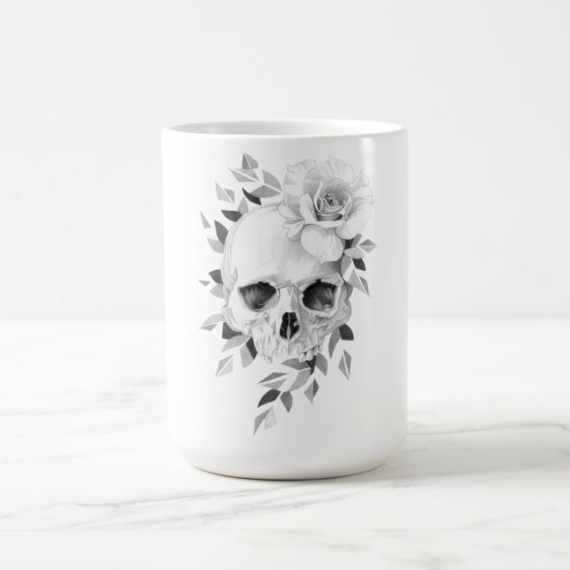 skull with a rose coffee mug (Center)
