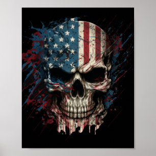 skull-with-american-flag-it poster