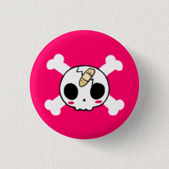 Skull with Band-aid 3 Cm Round Badge (Front)