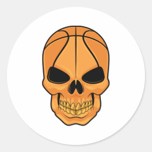 Skull with Basketball Head Classic Round Sticker