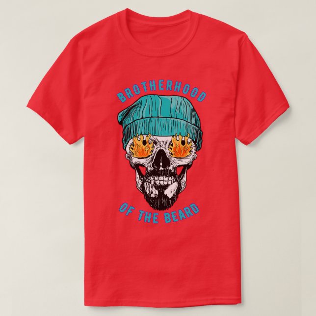 Skull with Beard Bearded Skull Beanie T-Shirt (Design Front)