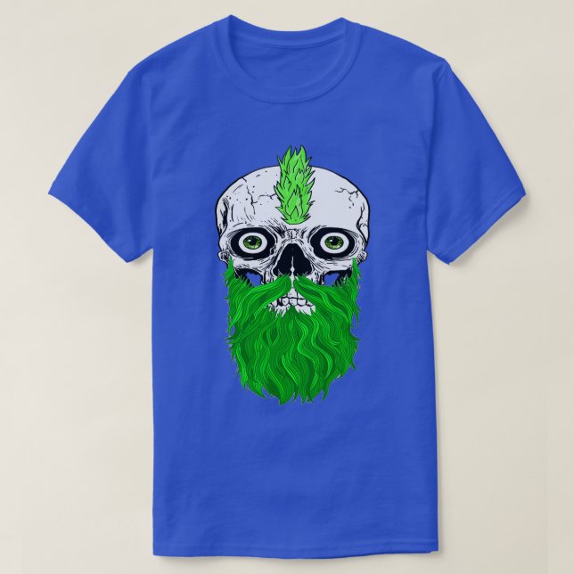 Skull with Beard Bearded Skull Green Classic TShir T-Shirt (Design Front)