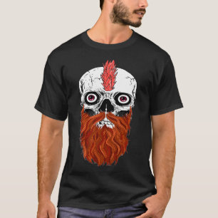 Skull with Beard Bearded Skull Red T-Shirt