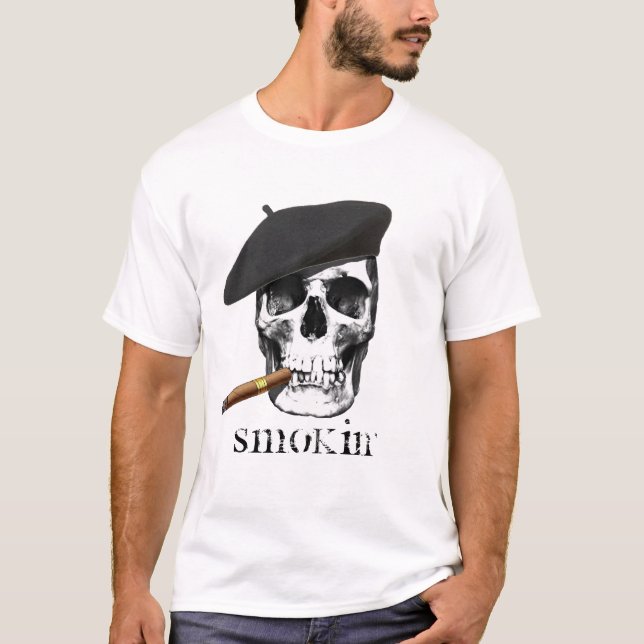 Skull with Beret and Cigar Smoking Smokin' shirt (Front)