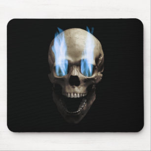 skull with blue flame mouse pad